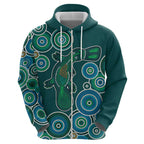 Green Platypus Aboriginal Art Zip Hoodie
