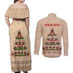 holiday-lighting-santa-echidna-christmas-tree-couples-matching-off-shoulder-maxi-dress-and-long-sleeve-button-shirt
