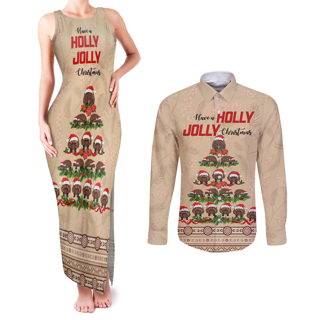 holiday-lighting-santa-echidna-christmas-tree-couples-matching-tank-maxi-dress-and-long-sleeve-button-shirt
