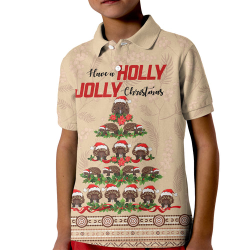 holiday-lighting-santa-echidna-christmas-tree-kid-polo-shirt