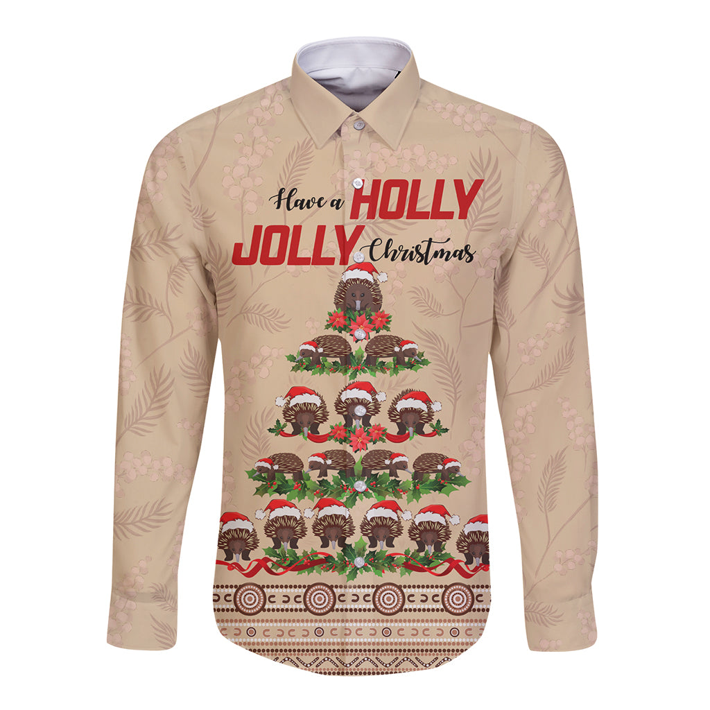 holiday-lighting-santa-echidna-christmas-tree-long-sleeve-button-shirt