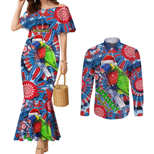 australia-lorikeet-aboriginal-rainbow-tie-dye-merry-christmas-couples-matching-mermaid-dress-and-long-sleeve-button-shirt