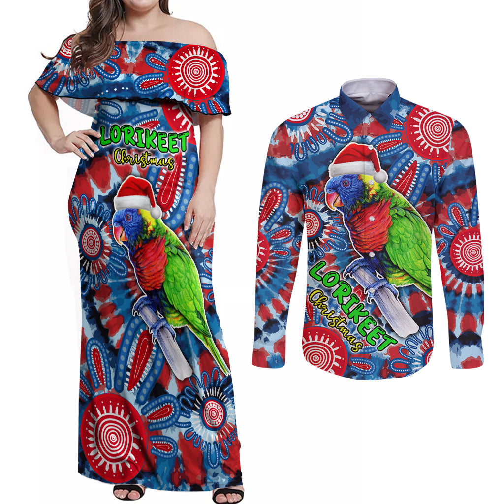 australia-lorikeet-aboriginal-rainbow-tie-dye-merry-christmas-couples-matching-off-shoulder-maxi-dress-and-long-sleeve-button-shirt