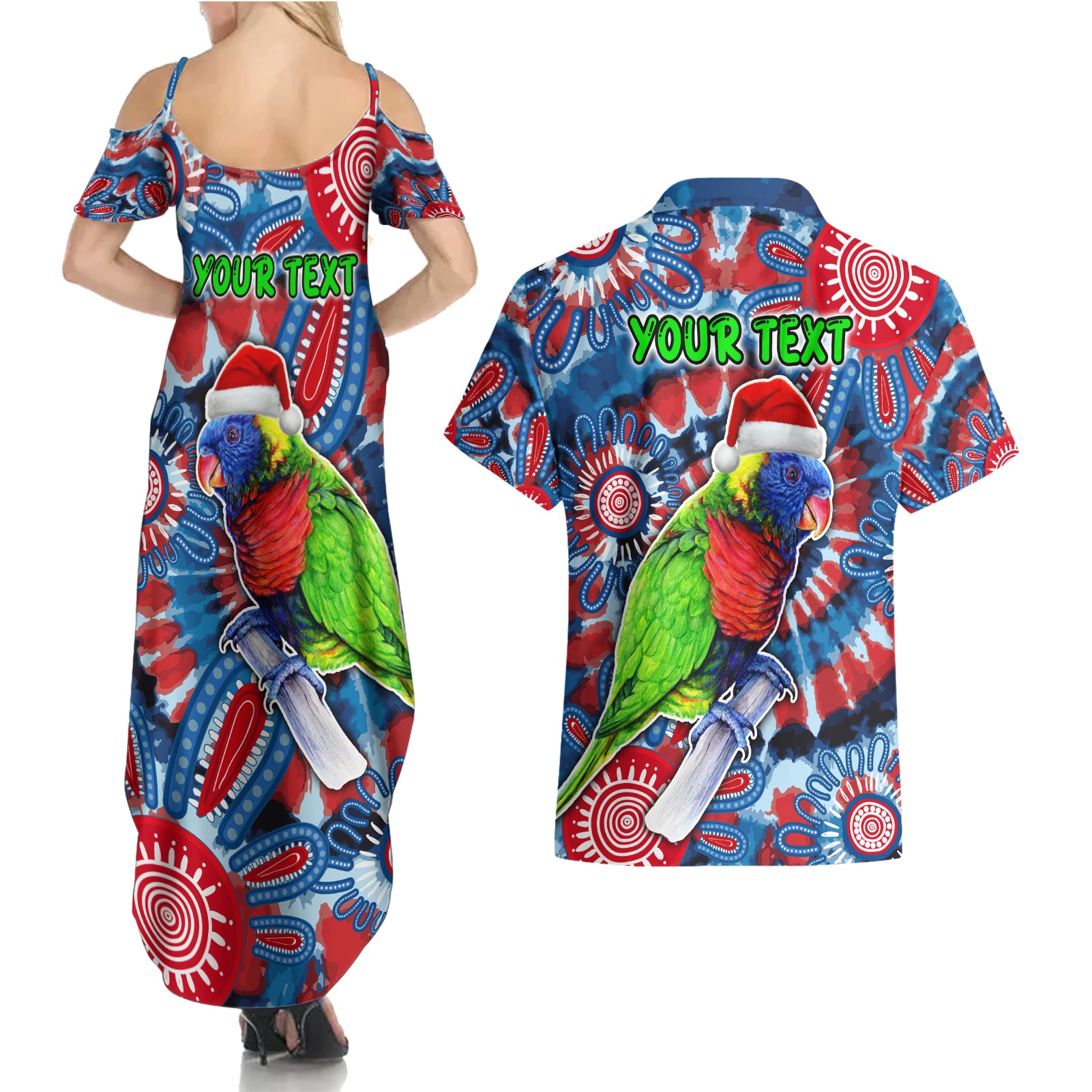 australia-lorikeet-aboriginal-rainbow-tie-dye-merry-christmas-couples-matching-summer-maxi-dress-and-hawaiian-shirt