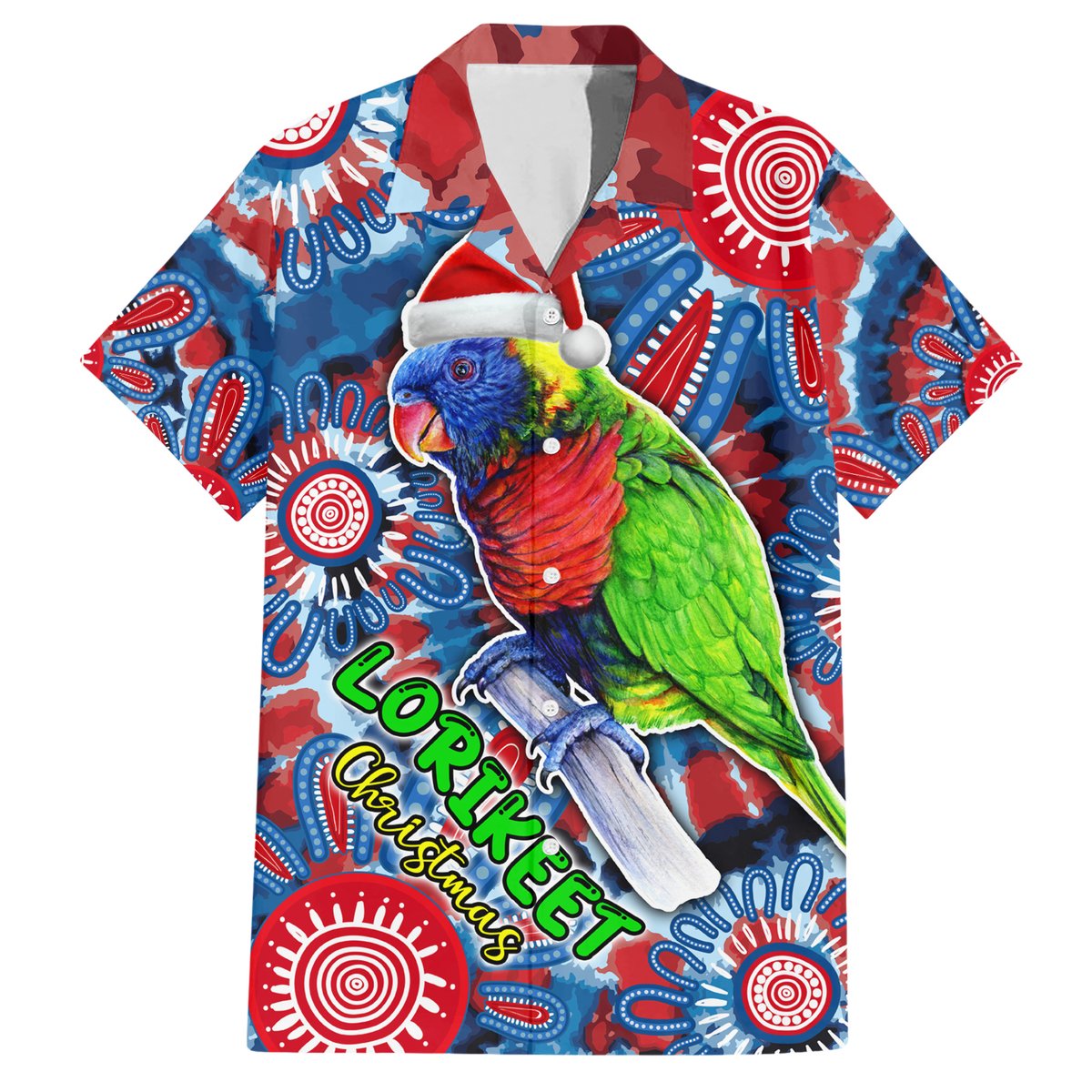 australia-lorikeet-aboriginal-rainbow-tie-dye-merry-christmas-hawaiian-shirt