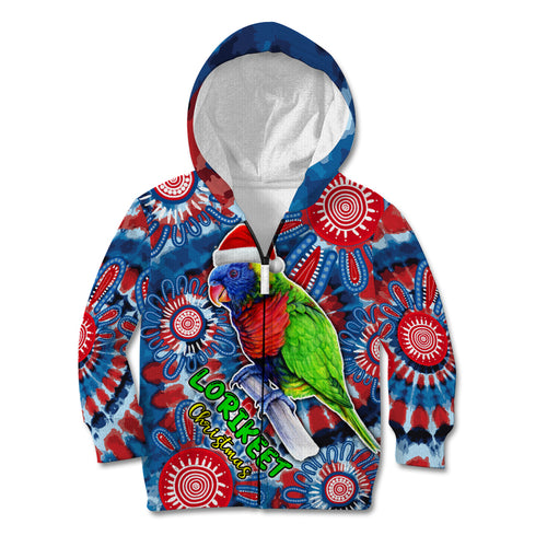 australia-lorikeet-aboriginal-rainbow-tie-dye-merry-christmas-kid-hoodie