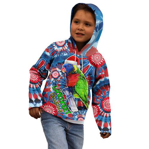 australia-lorikeet-aboriginal-rainbow-tie-dye-merry-christmas-kid-hoodie