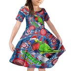 australia-lorikeet-aboriginal-rainbow-tie-dye-merry-christmas-kid-short-sleeve-dress