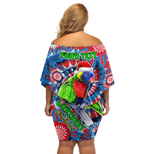 australia-lorikeet-aboriginal-rainbow-tie-dye-merry-christmas-off-shoulder-short-dress