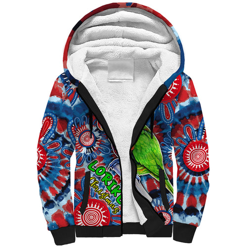 australia-lorikeet-aboriginal-rainbow-tie-dye-merry-christmas-sherpa-hoodie