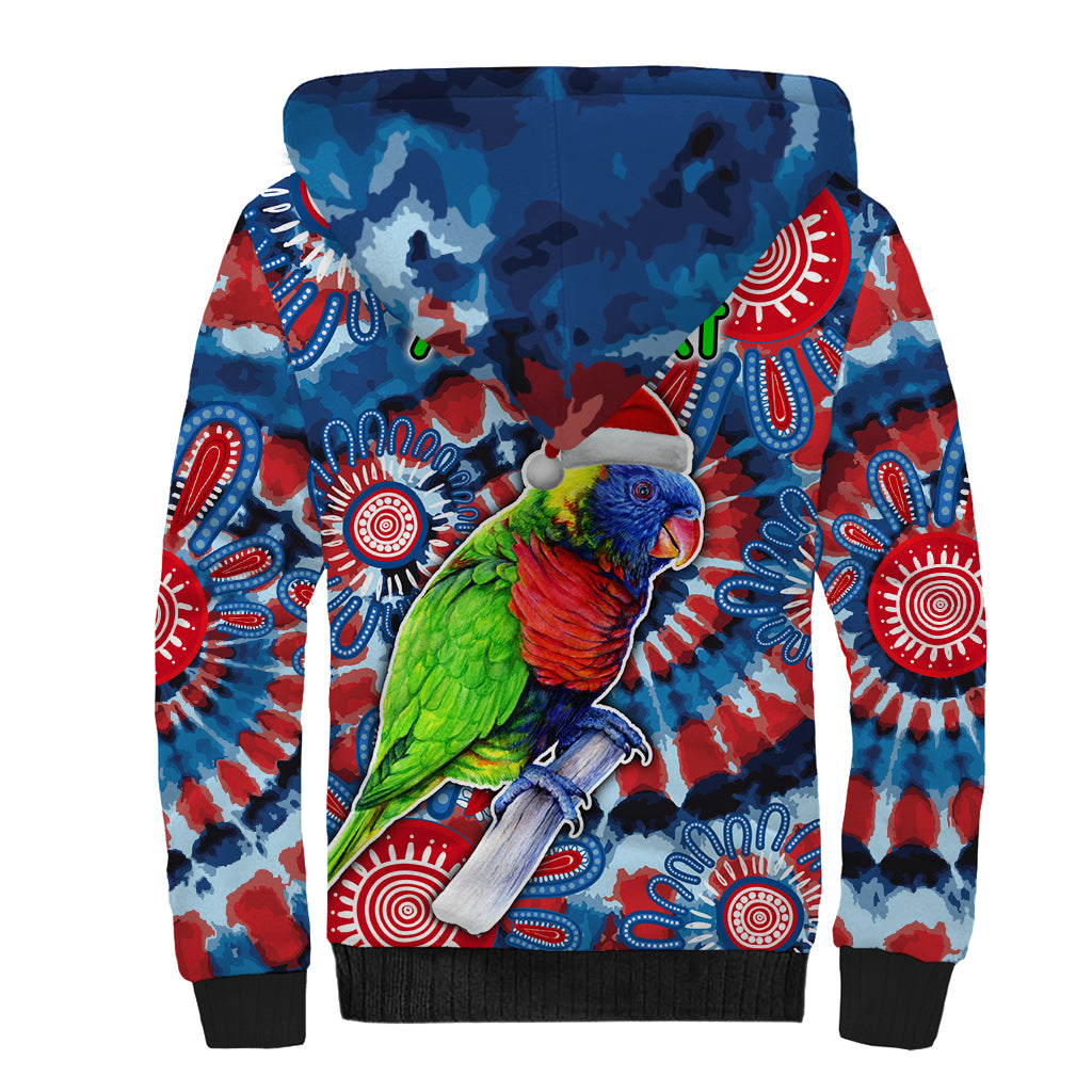 australia-lorikeet-aboriginal-rainbow-tie-dye-merry-christmas-sherpa-hoodie