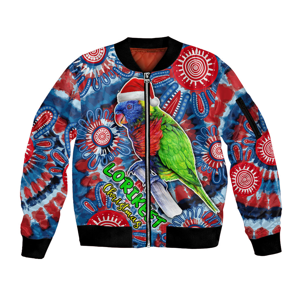 australia-lorikeet-aboriginal-rainbow-tie-dye-merry-christmas-sleeve-zip-bomber-jacket