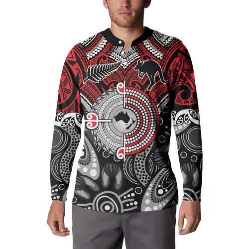 Aotearoa and Australia Button Sweatshirt New Zealand Honour The Treaty Ake!Ake!Ake!
