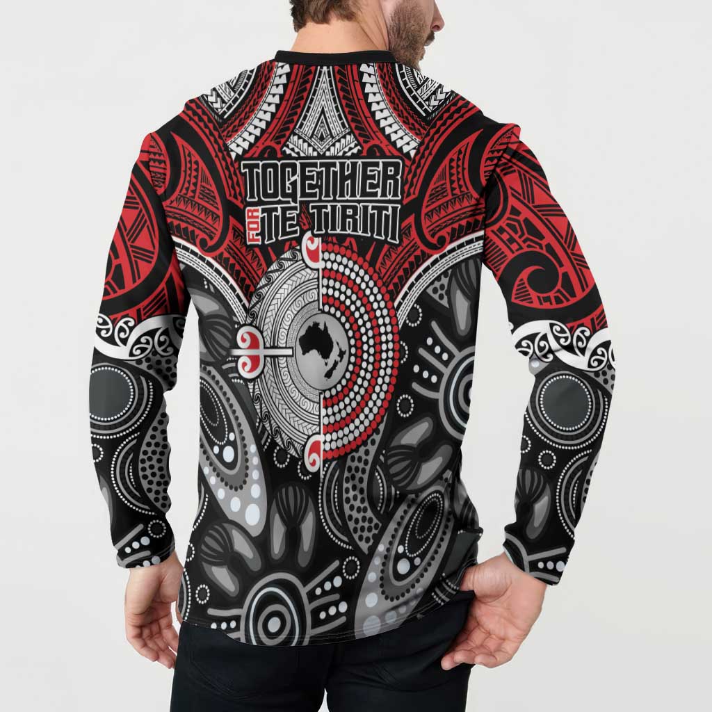 Aotearoa and Australia Button Sweatshirt New Zealand Honour The Treaty Ake!Ake!Ake!