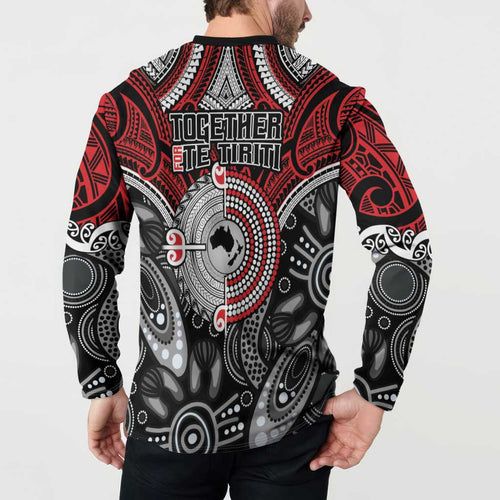 Aotearoa and Australia Button Sweatshirt New Zealand Honour The Treaty Ake!Ake!Ake!