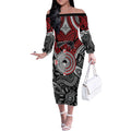 Aotearoa and Australia Off The Shoulder Long Sleeve Dress New Zealand Honour The Treaty Ake!Ake!Ake!