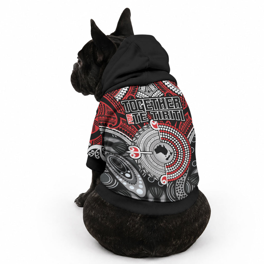 Aotearoa and Australia Pet Hoodie New Zealand Honour The Treaty Ake!Ake!Ake!