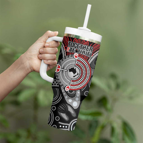 Aotearoa and Australia Tumbler With Handle New Zealand Honour The Treaty Ake!Ake!Ake!
