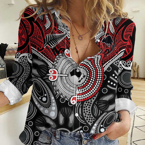 Aotearoa and Australia Women Casual Shirt New Zealand Honour The Treaty Ake!Ake!Ake!