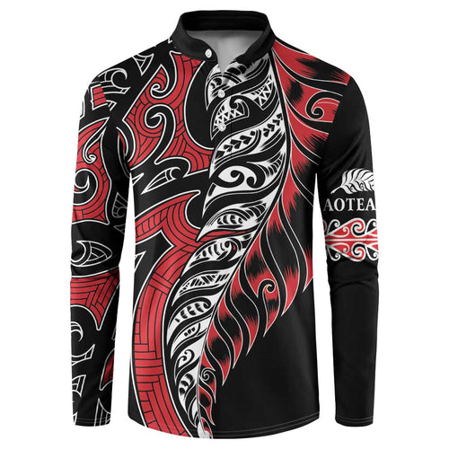 Koru Fern New Zealand Button Sweatshirt Maori Tribal Pattern