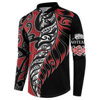 Koru Fern New Zealand Button Sweatshirt Maori Tribal Pattern