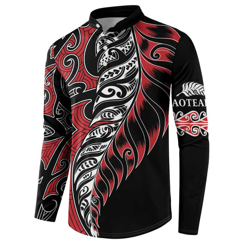 Koru Fern New Zealand Button Sweatshirt Maori Tribal Pattern