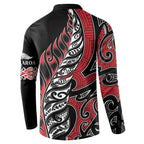 Koru Fern New Zealand Button Sweatshirt Maori Tribal Pattern