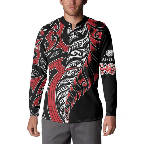 Koru Fern New Zealand Button Sweatshirt Maori Tribal Pattern