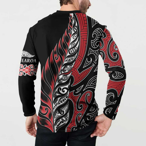 Koru Fern New Zealand Button Sweatshirt Maori Tribal Pattern