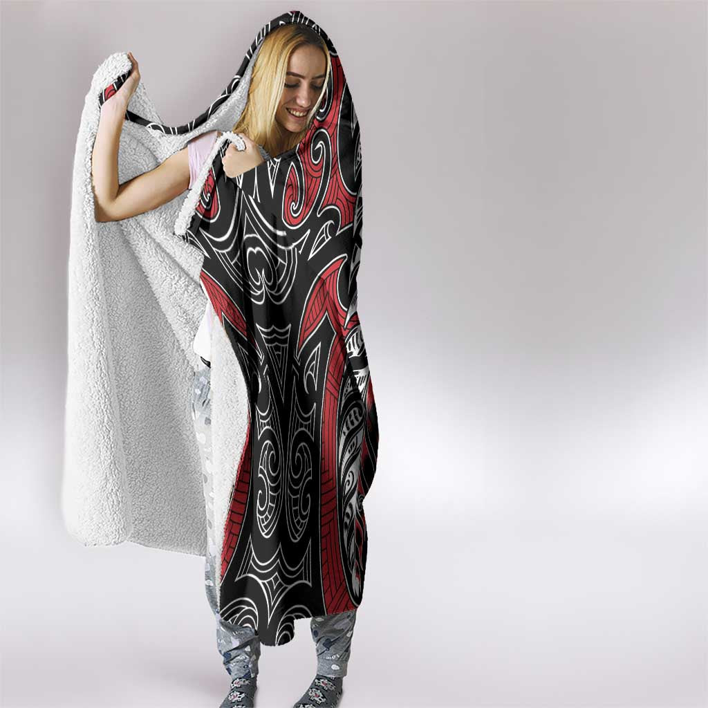 Koru Fern New Zealand Hooded Blanket Maori Tribal Pattern