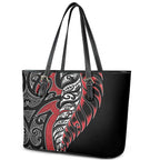 Koru Fern New Zealand Leather Tote Bag Maori Tribal Pattern