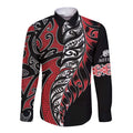 Koru Fern New Zealand Long Sleeve Button Shirt Maori Tribal Pattern
