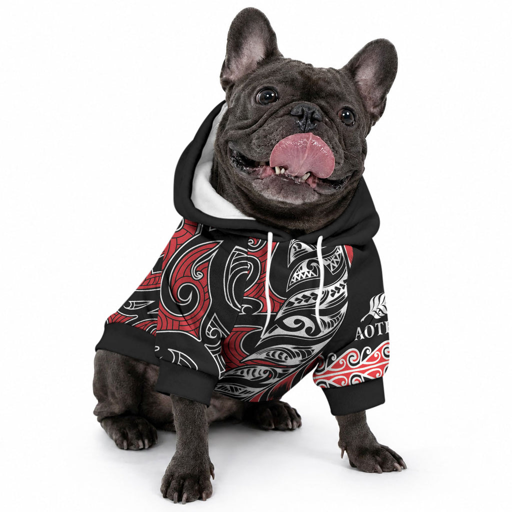 Koru Fern New Zealand Pet Hoodie Maori Tribal Pattern