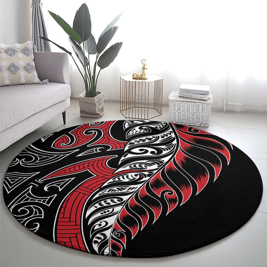 Koru Fern New Zealand Round Carpet Maori Tribal Pattern