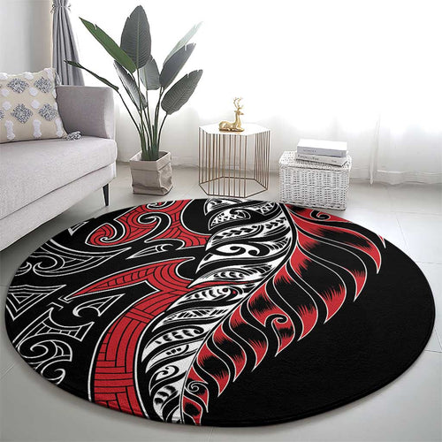 Koru Fern New Zealand Round Carpet Maori Tribal Pattern