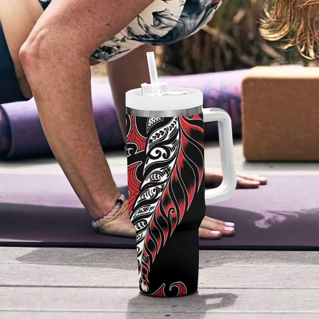 Koru Fern New Zealand Tumbler With Handle Maori Tribal Pattern