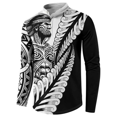 Koru Fern New Zealand Maori Tribal Warrior Button Sweatshirt