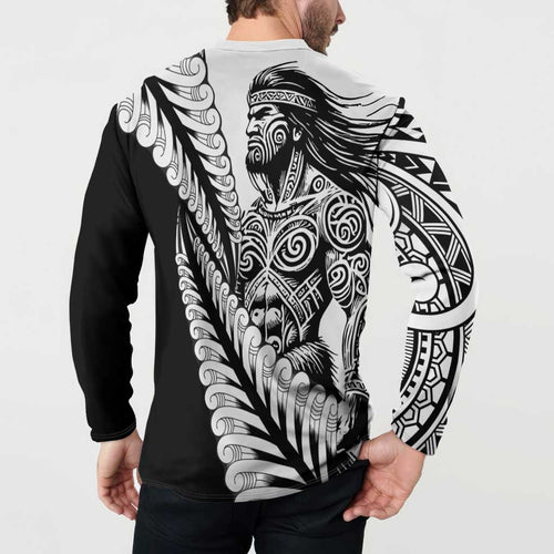 Koru Fern New Zealand Maori Tribal Warrior Button Sweatshirt