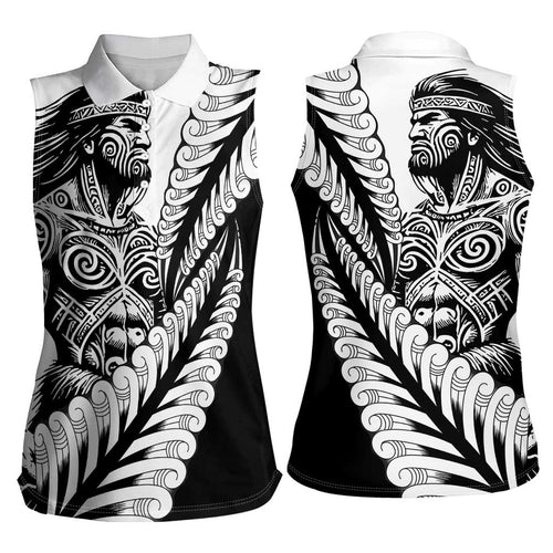 Koru Fern New Zealand Maori Tribal Warrior Women Sleeveless Polo Shirt