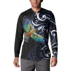 New Zealand Kea Bird Personalised Button Sweatshirt Maori Tribal Koru Art