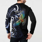 New Zealand Kea Bird Personalised Button Sweatshirt Maori Tribal Koru Art