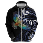 New Zealand Kea Bird Personalised Hoodie Maori Tribal Koru Art