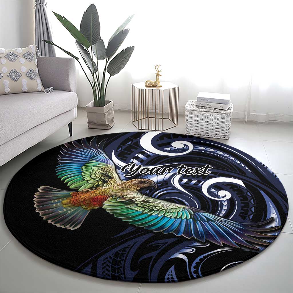 New Zealand Kea Bird Personalised Round Carpet Maori Tribal Koru Art