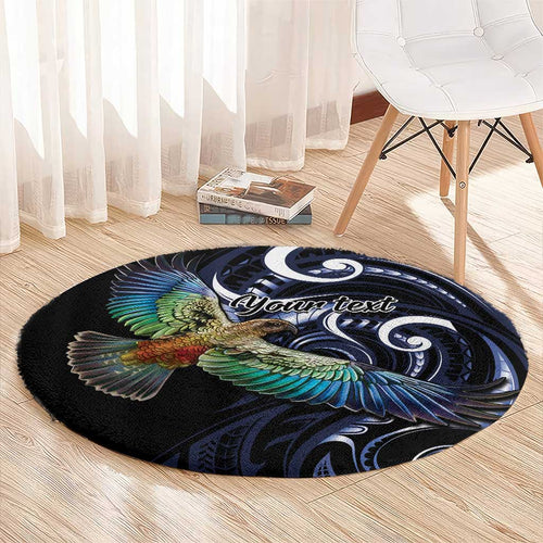 New Zealand Kea Bird Personalised Round Carpet Maori Tribal Koru Art