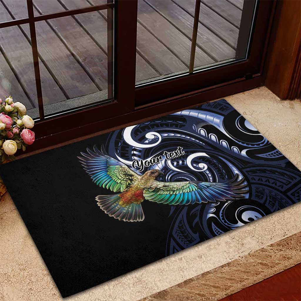 New Zealand Kea Bird Personalised Rubber Doormat Maori Tribal Koru Art