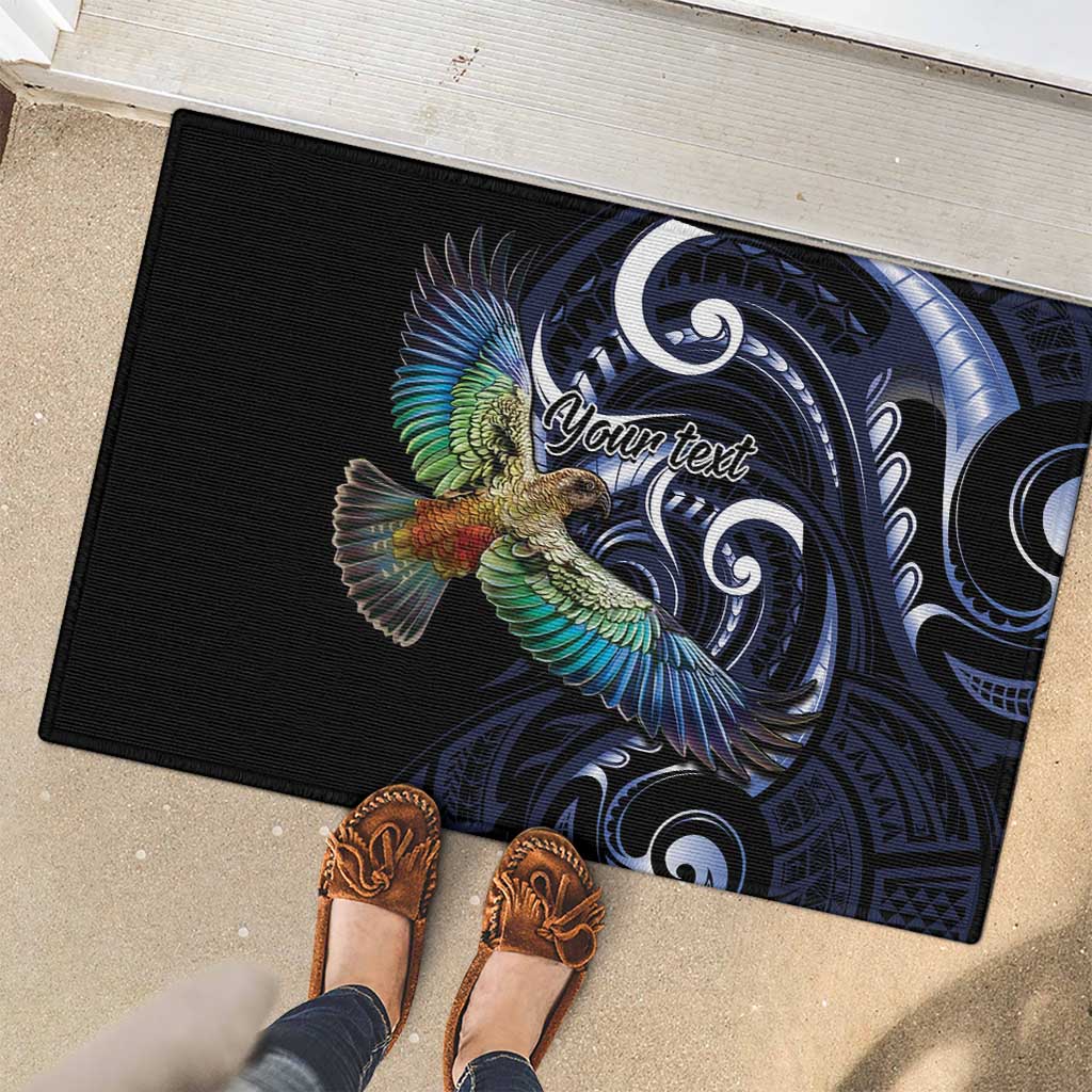 New Zealand Kea Bird Personalised Rubber Doormat Maori Tribal Koru Art