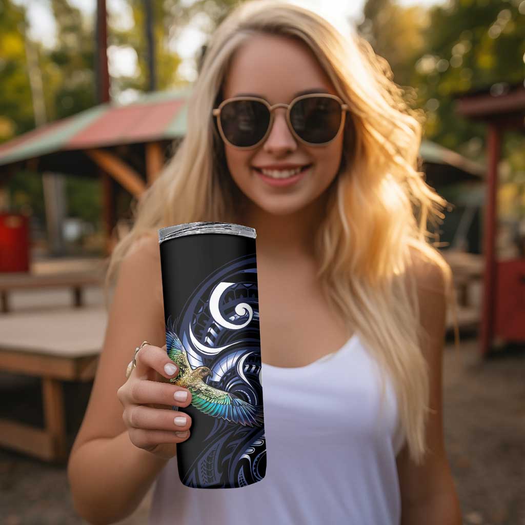 New Zealand Kea Bird Personalised Skinny Tumbler Maori Tribal Koru Art