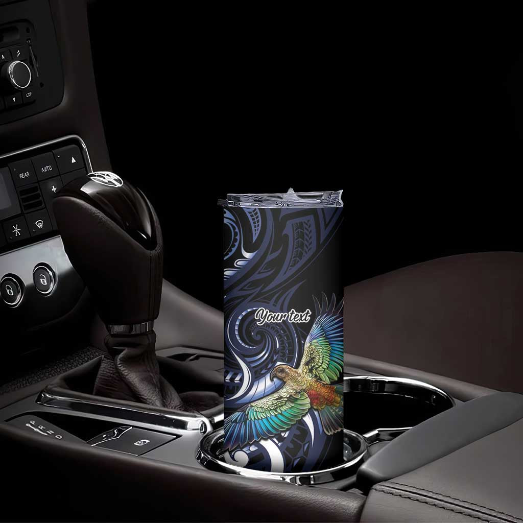 New Zealand Kea Bird Personalised Skinny Tumbler Maori Tribal Koru Art