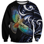 New Zealand Kea Bird Personalised Sweatshirt Maori Tribal Koru Art