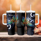 New Zealand Kea Bird Personalised Tumbler With Handle Maori Tribal Koru Art